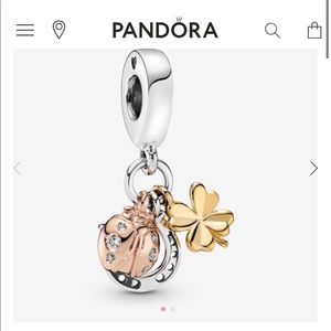 Pandora Charm- horseshoe,ladybug &clover good luck